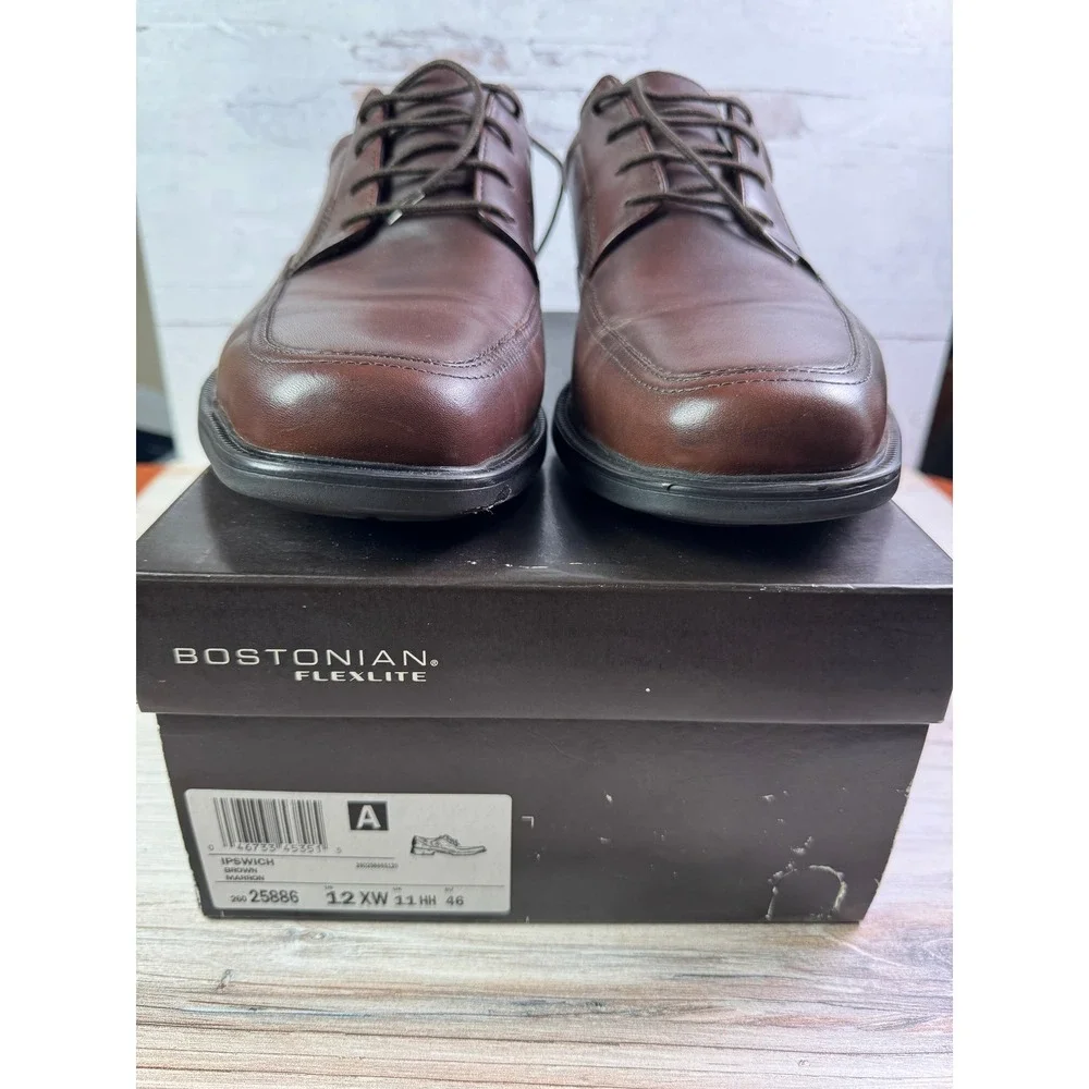 Bostonian Flexlite Ipswich Mens Brown Leather Bicycle Toe Dress Shoes 12 XW - Picture 7 of 8